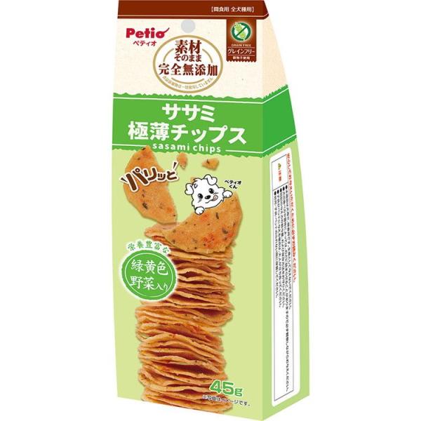 ペティオ 素材そのまま 完全無添加 ササミ 野菜入り パリッと 極薄チップス 45g