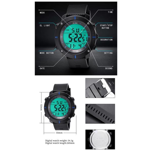 2 スポーツ腕時計 腕時計 時計 Led ライト デジタル腕時計 スポーツウォッチ デジタルウォッチ メンズ レディース 日常 防水 ブラック ブルー ゴムベルト Buyee 日本代购平台 产品购物网站大全 Buyee一站式代购 Bot Online