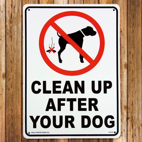 �v���X�`�b�N�T�C���{�[�h ���̌�n�����ꂢ�� CLEAN UP AFTER YOUR DOG CA-23 �j�O�C���e���A ���b�Z�[�W �A�����J���G��