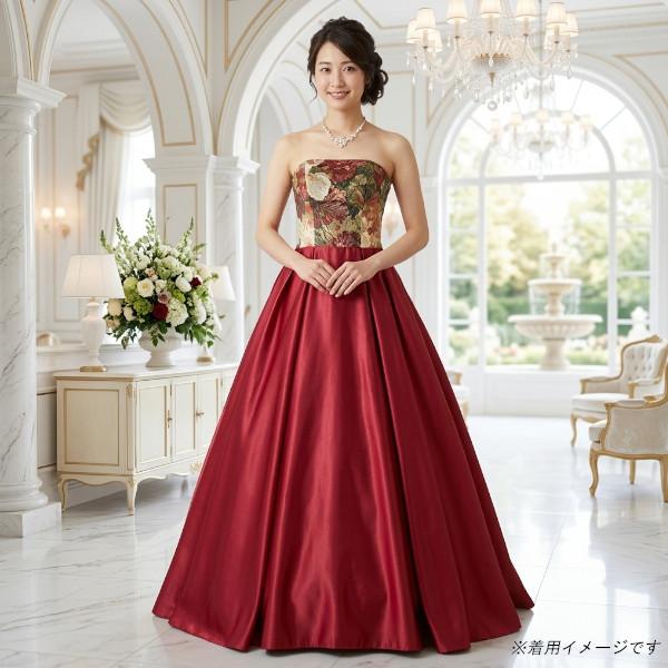 カラードレス 赤 ワインレッド　演奏会 ロングドレス Aライン 発表会 ピアノ 結婚式 二次会 発表会 シンプル  即日発送 編み上げ cd31838
