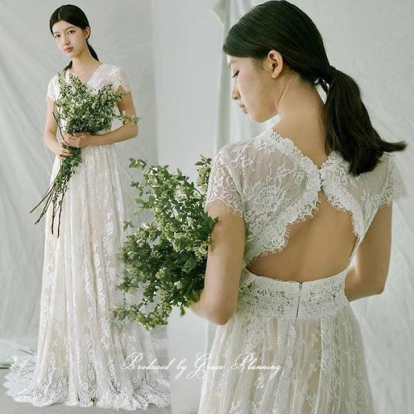 ウェディグドレス 結婚式ドレス 前撮りドレス 二次会 ドレス ベージュ ウェディングドレス ウエディングドレス ベージュ トレーン 総