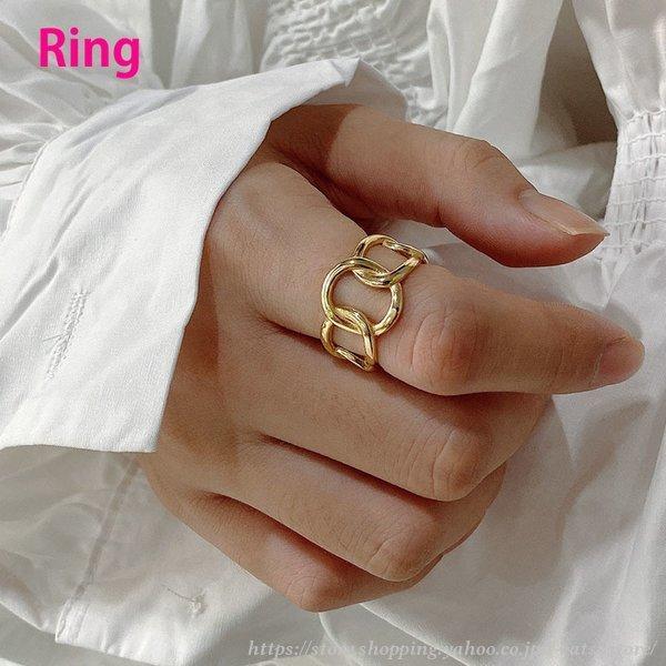 指輪 オープンリング レディース 女性 アクセサリー シルバー925 チェーン風 太め ゴールドカラー かっこいい おしゃれ フリーサイズ 調節可能 Ln Zak Tーcats Yストア 通販 Yahoo ショッピング