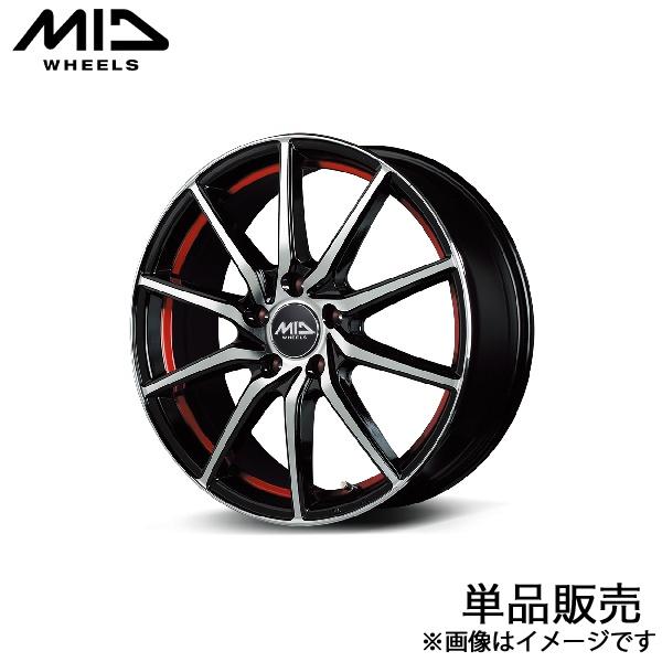 MID RX810 SX4 S-CROSS YA22S アルミホイール 1本(17×7J 5-114.3 +48 ブラックポリッシュ/アンダーカットレッド)マル