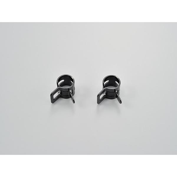 【商品説明】フューエルホース、オイルライン、ブリーザーホース等あらゆるホースの緩み防止に。●2個セット。●材質：バネ鋼。●黒塗装。【サイズ】7mm