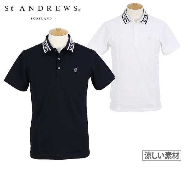【新品】セントアンドリュースポロシャツスクエアロゴジャガード無地半袖黒S7号 St ANDREWS 【タイムセール 8/18 13:00迄 40％OFF】ポロシャツ