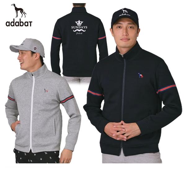 ゴルフにも アダバットセーター IV ダークグレー ベロア刺繍 Lサイズ未使用 未使用品】adabat アダバット ロゴ刺繍 ウール アルパカ ハーフジップ