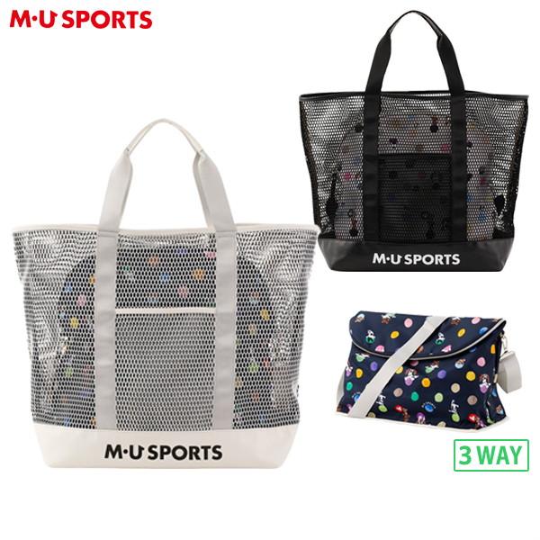 エムユースポーツ MU SPORTS トート型ボストンバッグ ホワイト白ロゴ総柄 エムユースポーツ MU SPORTS トート型ボストンバッグ ホワイト白