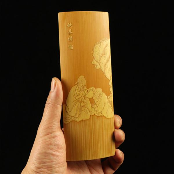 ハンドメイド 彫刻 カービング中国茶 台湾茶 道具 煎茶道 竹 ちゃそく