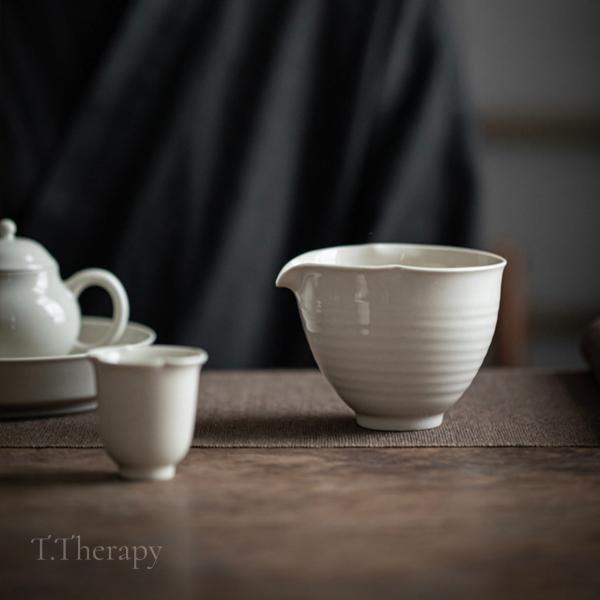 手作り 白磁 公道杯 茶海 チャカイ ちゃちゅう 湯冷まし 均杯 170ml （瓢箪 土灰釉）