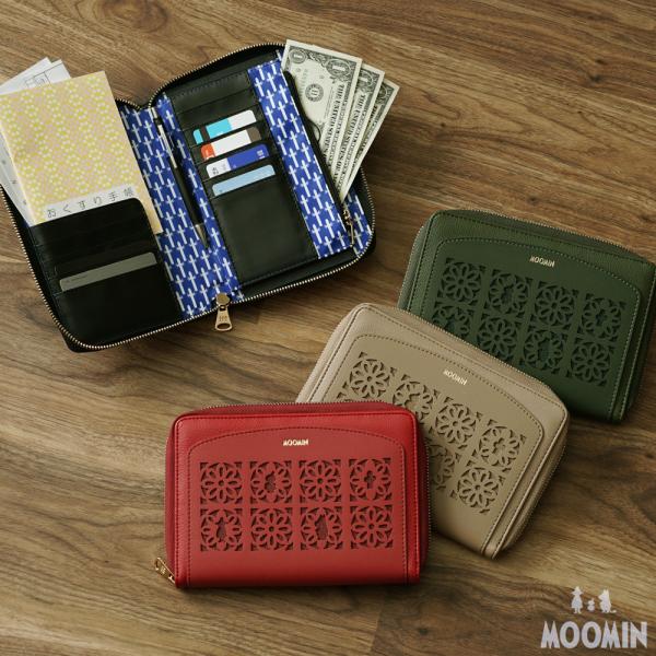 イタリアンレザー 新品　未使用　ムーミン　お薬手帳　ライトグレー ムーミン MOOMIN 高級牛革製 お薬手帳がはさめるウォレット