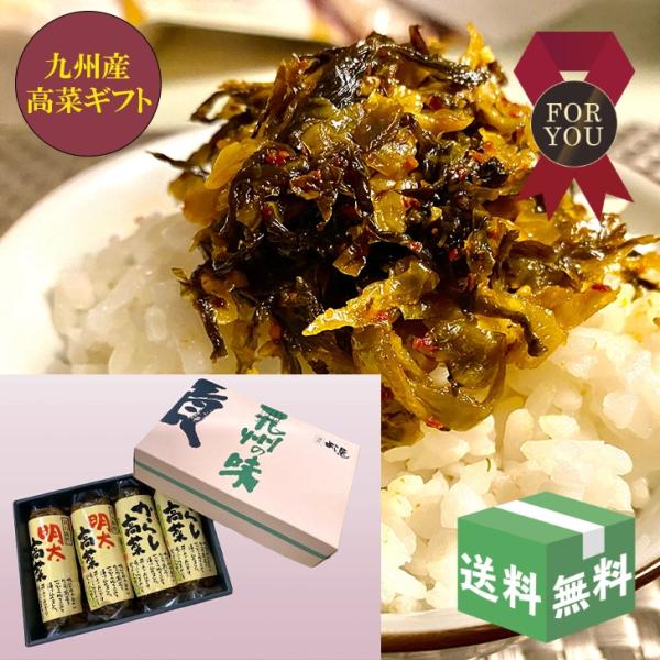 九州産辛子高菜 明太高菜 詰合せ 4点セット 福岡 博多 国産 漬物 熨斗 40代 50代 60代 70代 80代 送料無料 贈り物 ギフト
