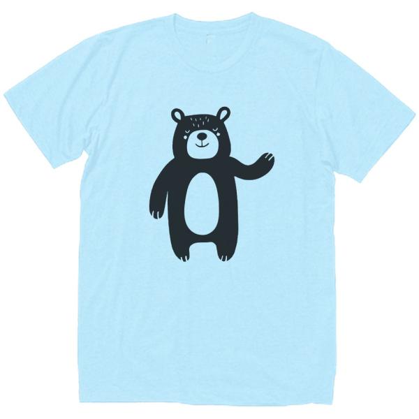 動物・生き物 Tシャツ 動物 生き物 クマ 熊 水色 : Tシャツ専門