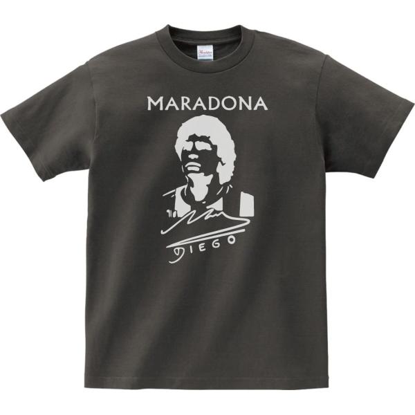 人物・有名人 Tシャツ マラドーナ チャコール