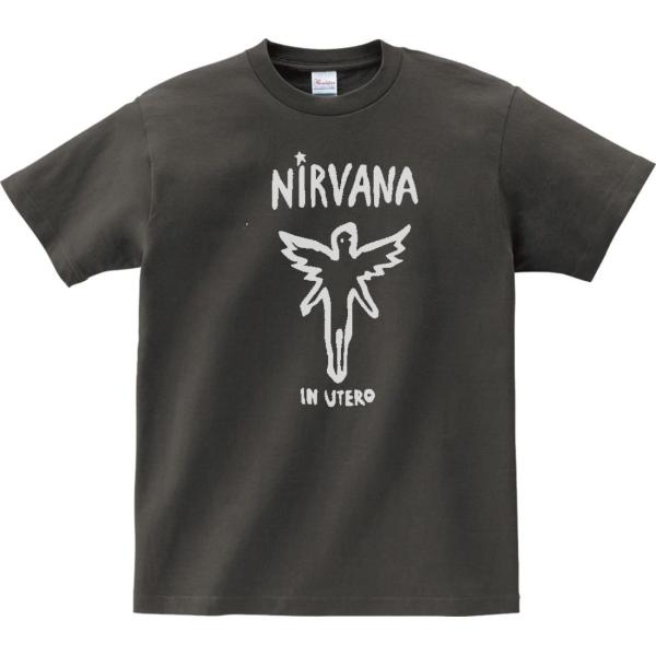NIRVANA ニルヴァーナ バンド ロック Tシャツ チャコール : Tシャツ