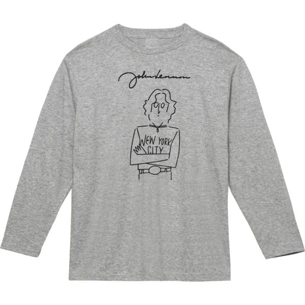 音楽 バンド ジョンレノン 長袖 ロングスリーブ Tシャツ グレー : T