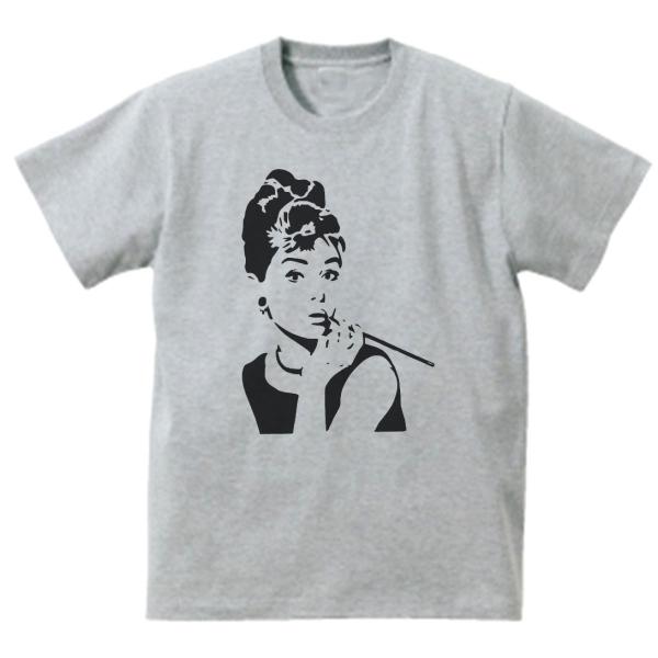 90s Vintage オードリー・ヘプバーン 霜降りグレー コットン Tシャツ 90s Vintage オードリー・ヘプバーン 霜降りグレー コットン Tシャツ