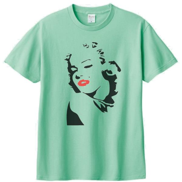 人物・有名人 Tシャツ マリリンモンロー リップ赤 アイスグリーン : T