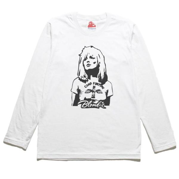 音楽 バンド ブロンディ Blondie 長袖 ロングスリーブ Tシャツ 白 : T 