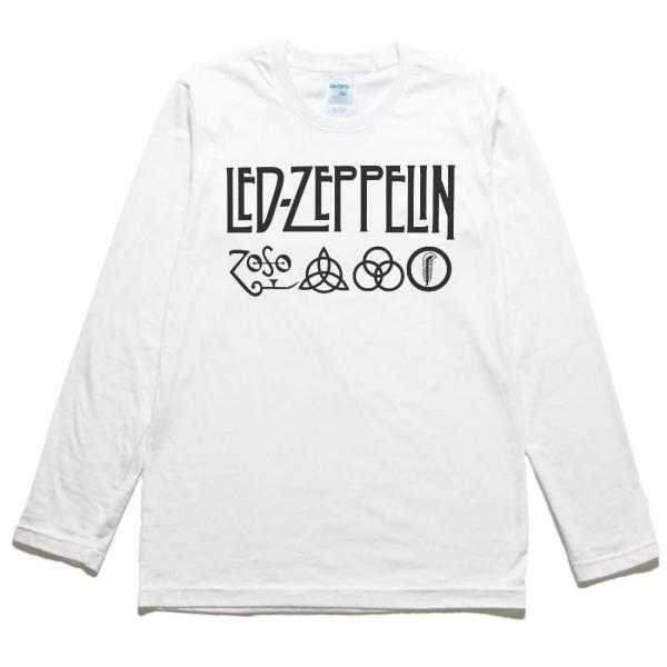音楽 バンド LED-ZEPPELIN 長袖 ロングスリーブ Tシャツ 白 : T