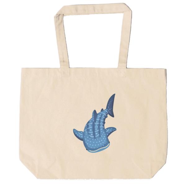 ジンベイザメ トートバッグ キャンバス 12oz 綿100％ ナチュラル色 : T