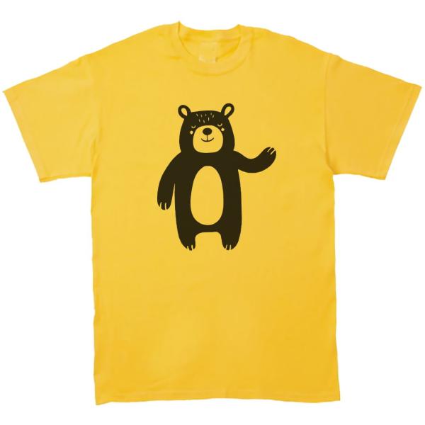 動物・生き物 Tシャツ 動物 生き物 クマ 熊 イエロー : Tシャツ