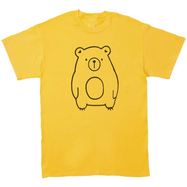 動物・生き物 Tシャツ 動物 生き物 クマ 熊 イエロー : Tシャツ