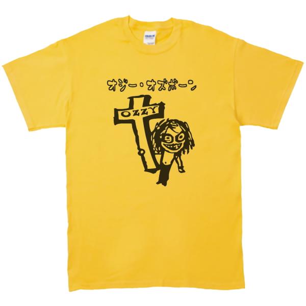 バンド ロック Tシャツ カタカナ OZZY オジーオズボーン イエロー : T