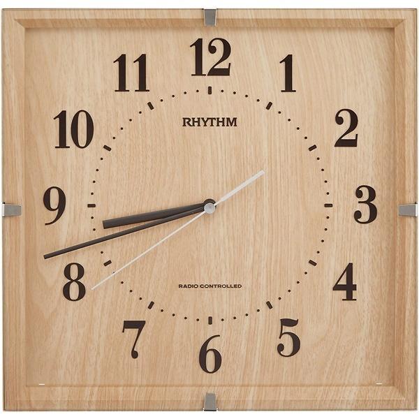RHYTHM 掛時計 8MY502SR07 ナチュラルウッド RHYTHM リズム クロック 電波掛け時計 連続秒針 木目 薄茶 ライト