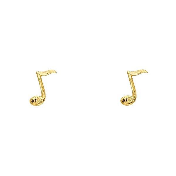 14k イエロー ゴールド ミュージック Note スタッド Earrings 4 X 11mm 海外取寄せ品 Primeministerfellowshipscheme In