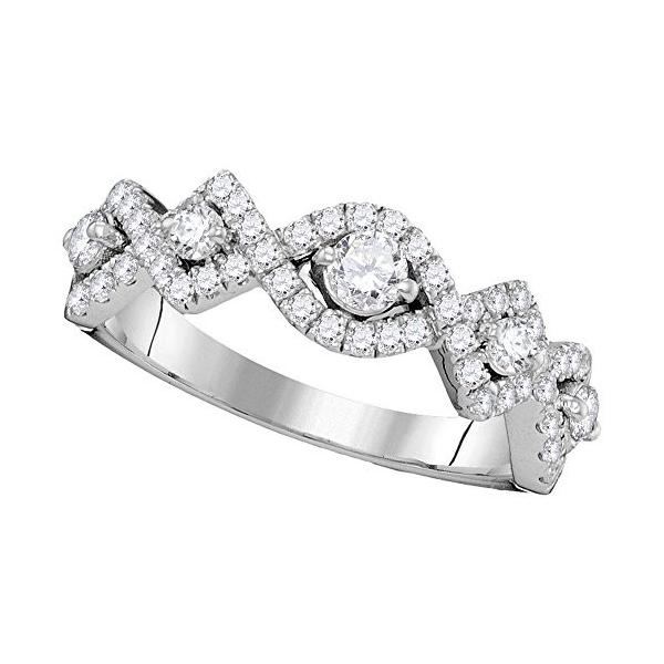 14kt ホワイト ラウンド ゴールド レディース ラウンド ダイヤモンド ファッション ウーブン バンド リング 3 4 3 4 Cttw 海外取寄せ品 Ya T2mart