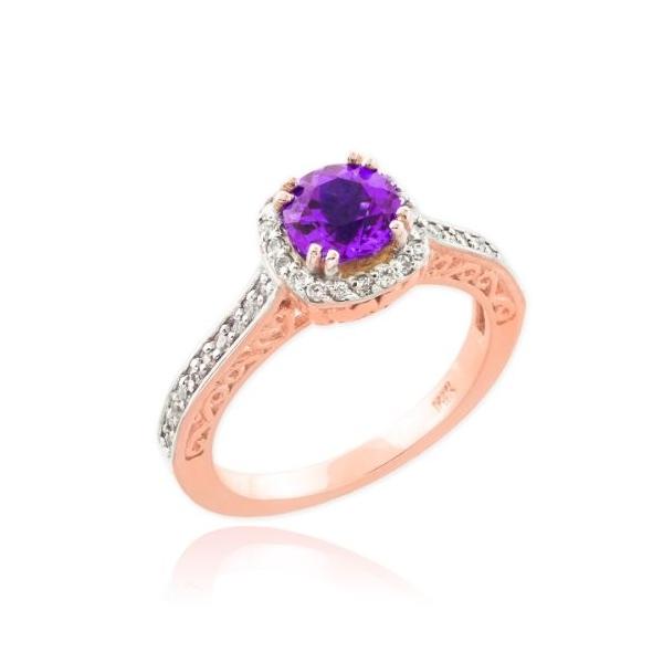 今年の新作から定番まで 14k ローズ ゴールド ダイヤモンド Halo February Birthstone バンド アメジスト Engagement 海外取寄せ品 品質一番