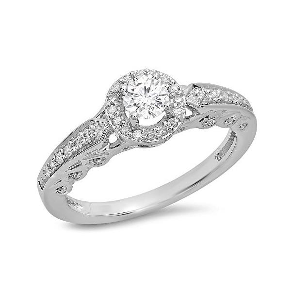 0 50 Carat Ctw 14k ホワイト ゴールド ラウンド ホワイト ダイヤモンド Halo スタイル Bridal E 海外取寄せ品 Zlatiborbasket Rs