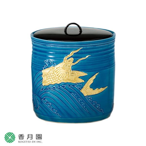 新入荷 ティーフォーユー香月園店茶道具 水指 染付 浅黄交趾 荒磯