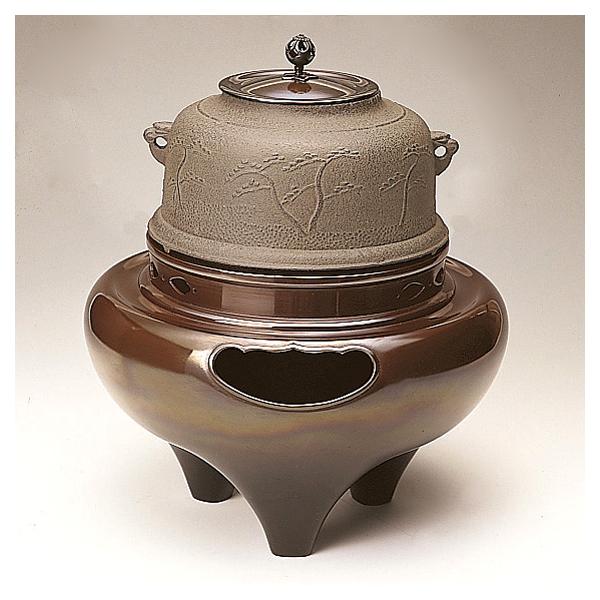 年中無休 受注生産 茶道具風炉 菊地政光作 風炉釜 尾垂釜 竹地紋 yes