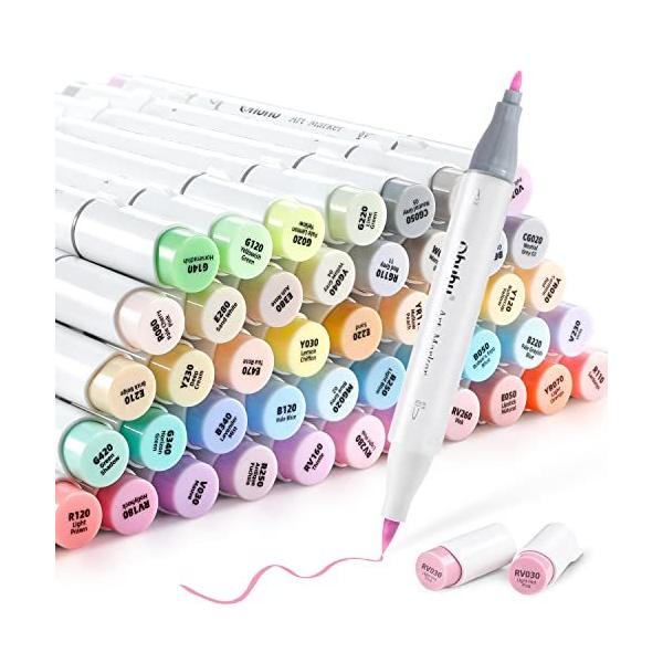 Ohuhu イラストマーカー 薄色 48色 パステルカラー 筆 細字 浅い色 筆先 ふでタイプ ブレンダーペン付き 手帳 イラスト 色塗り 塗る絵 カ Dr0914r3d52 ターニヤマート 通販 Yahoo ショッピング