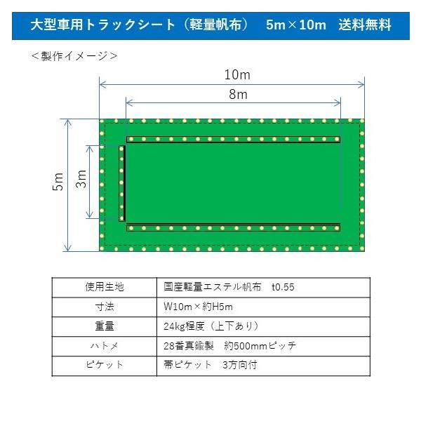 大型車用トラックシート 5m×10m 国産軽量帆布 : oogata510 
