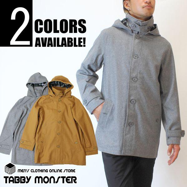 フランネルステンカラーコート メンズ アウター フード付き コート チェック 2way ハイネック Mra 68 Tabby Monster 通販 Yahoo ショッピング