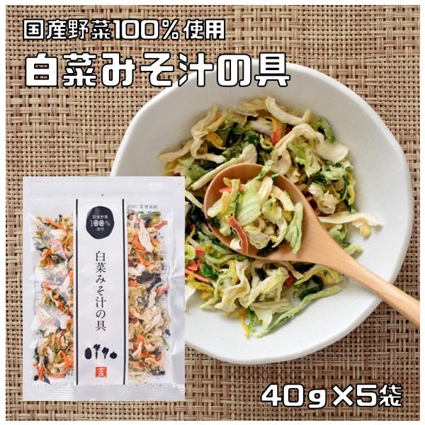 白菜みそ汁の具 40g×5袋 国産 乾燥野菜 干し野菜 国内産 乾物 便利野菜 備蓄 非常食 味噌汁の具 簡便野菜 ハクサイ