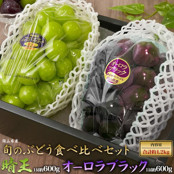 16日終了岡山県産シャインマスカット、オーロラブラックセット 岡山県産 シャインマスカット 晴王 オーロラブラック 2種詰め合わせ