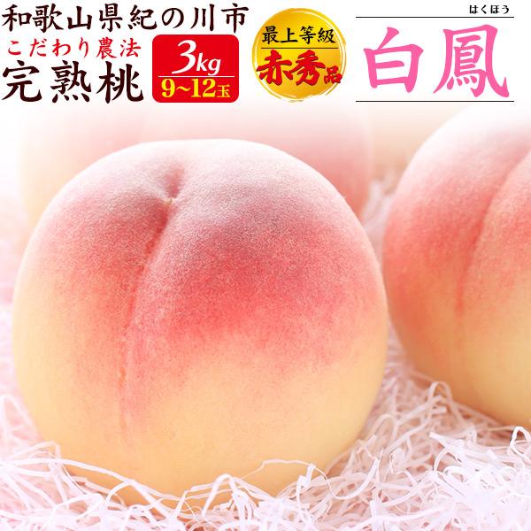 桃 和歌山紀の川市 白鳳 約3kg 9〜12玉入り 国産 もも 最上等級 赤秀品 完熟桃 ブランド 果物 フルーツ モモ 贈答用 熨斗対応可能 お中元 ギフト 2026 冷蔵配送