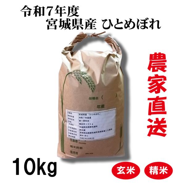 10kg 鈴木さんのひとめぼれ 農家直送 玄米・精米 令和7年産 宮城県産