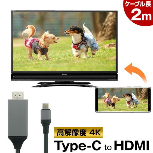hdmi usb typec ケーブル type-c hdmi 変換 スマホ テレビ 接続 ケーブル アンドロイド 2m ミラーリング .3R