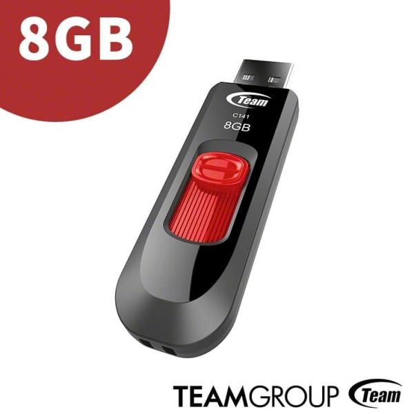 TEAM USBメモリ USB2.0 C141 スライド式 8GB 小型 小さい 1年保証 シンプル かわいい かっこいい おしゃれ コンパク .3R