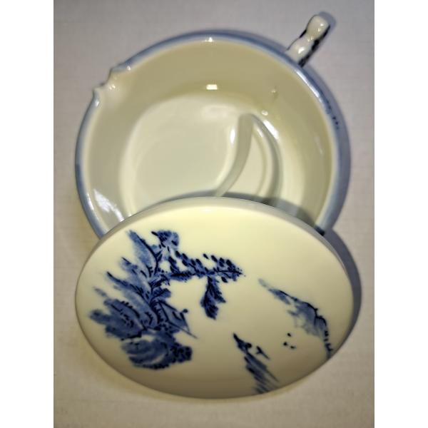 陶器　染付墨池　山水　小