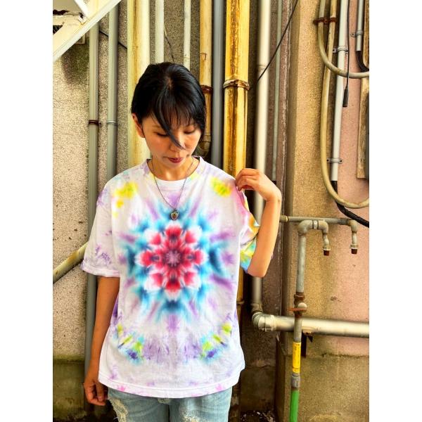 タイダイ染め ビッグシルエット Tシャツ Sサイズ 曼荼羅 カラフル ムラ
