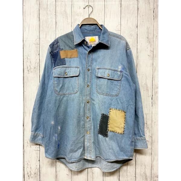 オリジナルリメイクデニムシャツ パッチワーク : 旅空 tabisora