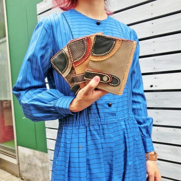 レザー二つ折り財布☆パッチワーク【全3色】 : 旅空 tabisora