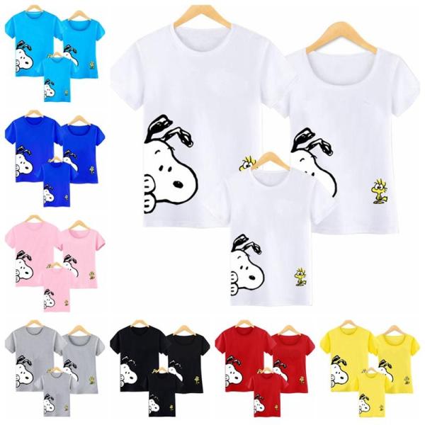 送料無料★SNOOPYスヌーピー　半袖Tシャツ 親子T-shirt　Tシャツトップス カットソー カップル /メンズ/レディース/親子ペア 男の子/女の子/親子服お揃い 母の日