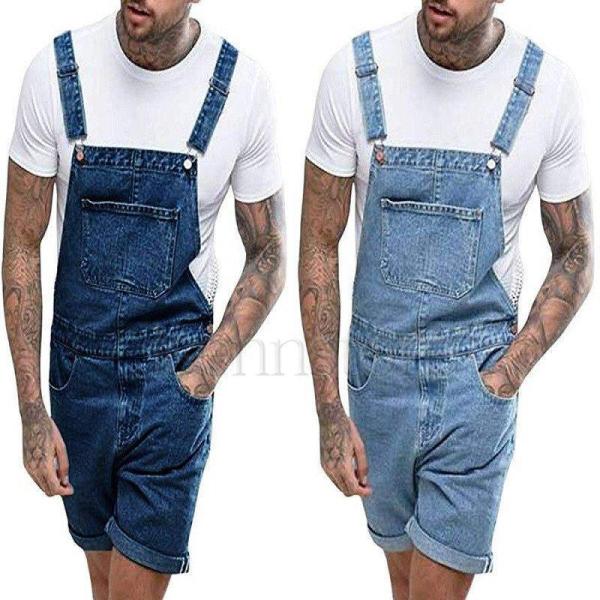 オーバーオール メンズ デニム サロペット ヴィンテージ加工 つなぎ デニム ショートパンツ ダメージ加工 半ズボン オールインワン アメカジ