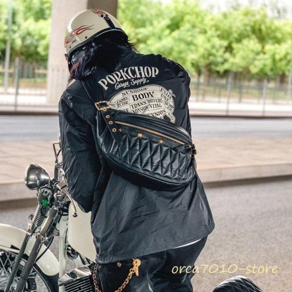 レザー　キルティング　ボディバッグ　ウエストポーチ　バイカー　ショルダー lb207_4.jpg